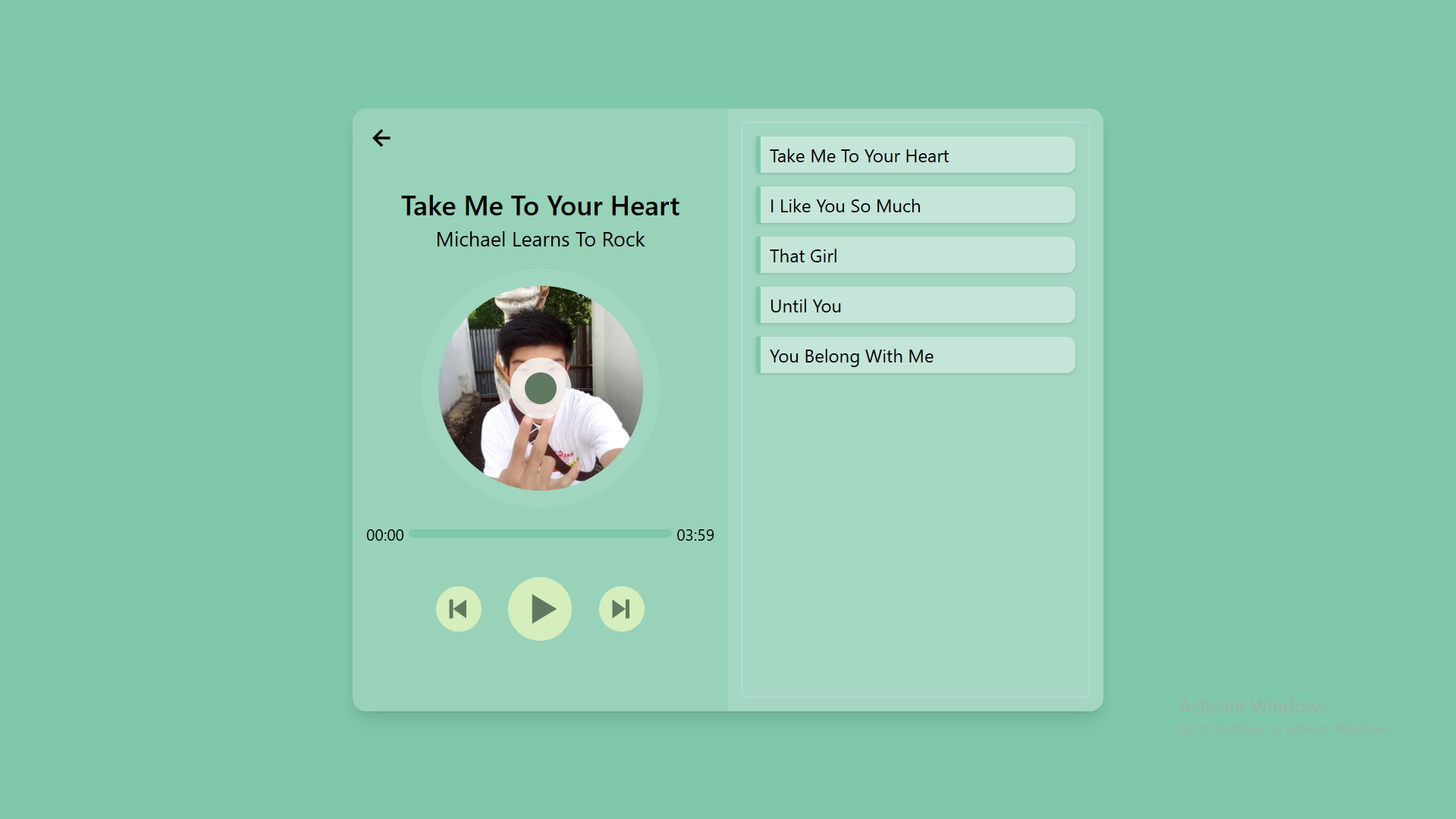 React mini Music Player