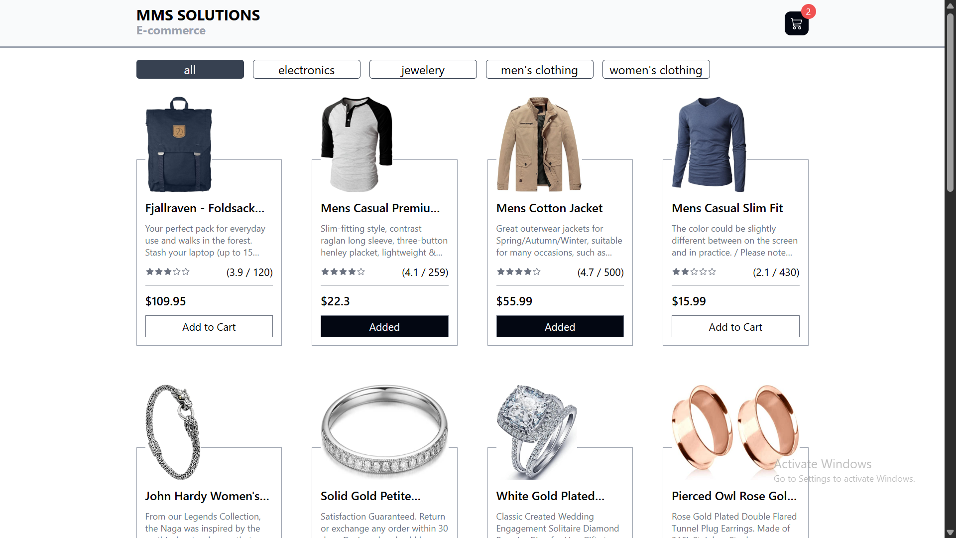 React E-commerce